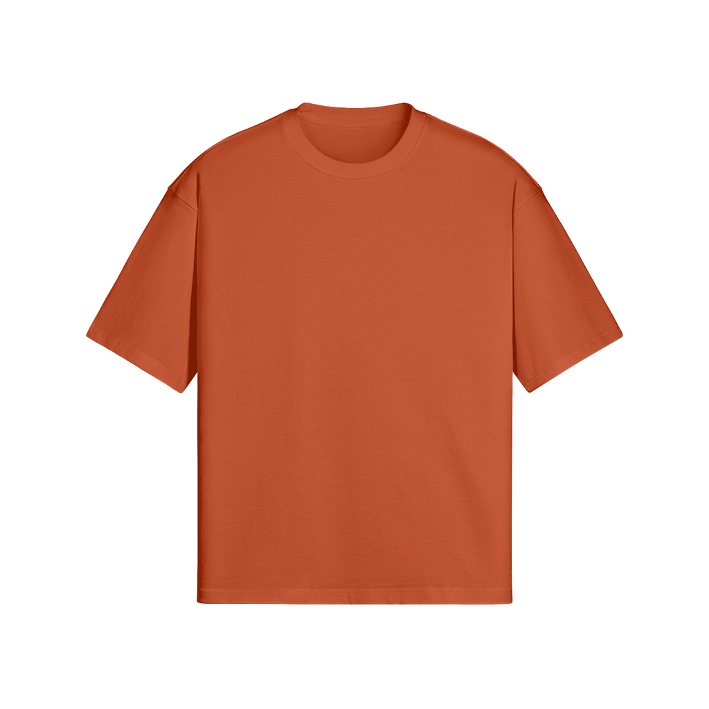 Circle Back Vision Boxy Tee in a vibrant orange color, showcasing its modern design and premium 100% cotton fabric.